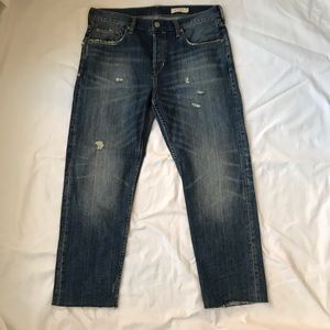 NWOT 32 All Saints Straight Crop Distressed Jeans